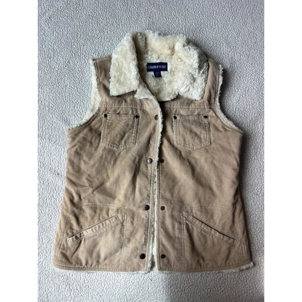 Vintage Y2K Limited Too Sherpa Liner Tan Soft Corduroy Vest XXL Kids or S Womens